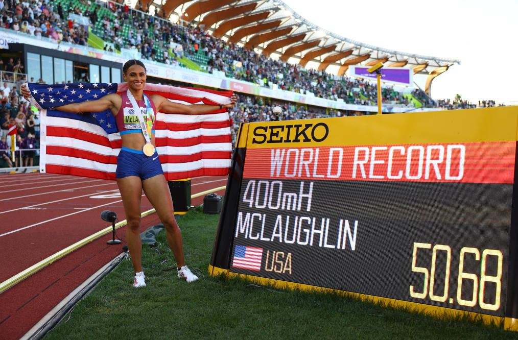 Who is women's 400m hurdles world record holder Sydney McLaughlin's NFL  star husband?