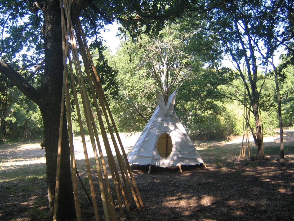 Replica Tonkawa teepees have been raised at Pioneer Farms in Northeast Austin at a known Indigenous campsite.