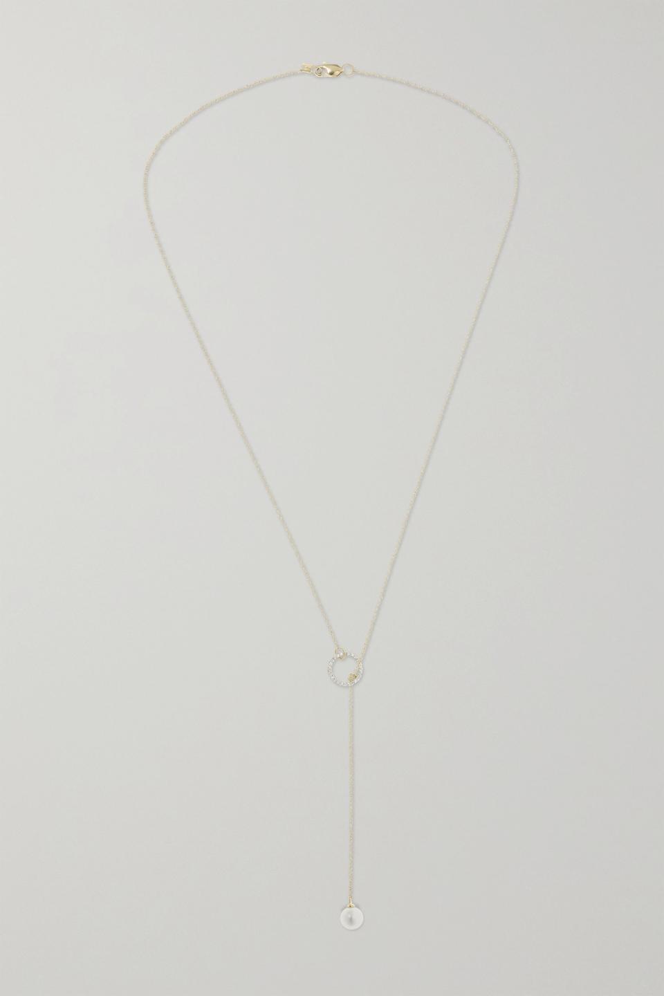 14-Karat Gold, Pearl, and Diamond Necklace