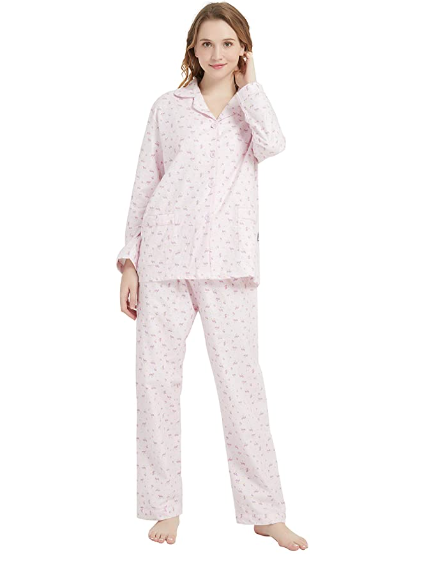 Pink Floral Flannel Pajamas