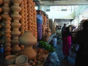 Earthenware on sale in Ima Keithel in Manipur.