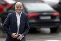 UEFA General Secretary and FIFA presidential candidate Gianni Infantino arrives for the regional meeting of National Football Associations in Belgrade, Serbia February 13, 2016. REUTERS/Marko Djurica