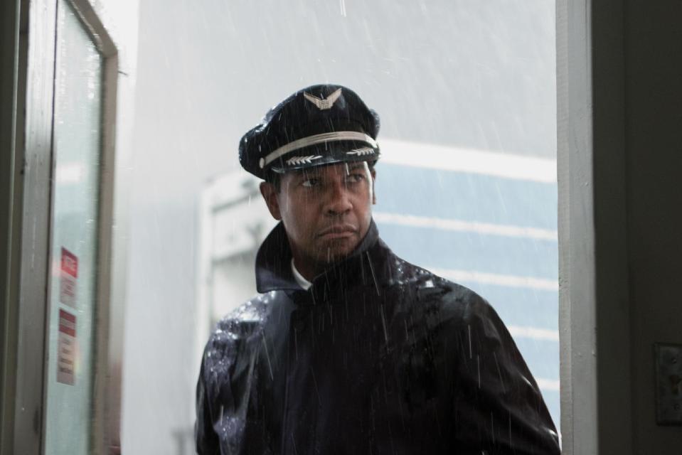 FILE - This film image released by Paramount Pictures shows Denzel Washington portraying Whip Whitaker in a scene from "Flight." "Flight," "Django Unchained," "Beasts of the Southern Wild," "Red Tails" and "Tyler Perry's Good Deeds" are up for the outstanding motion picture trophy at the 44th annual NAACP Image Awards. (AP Photo/Paramount Pictures, Robert Zuckerman, File)