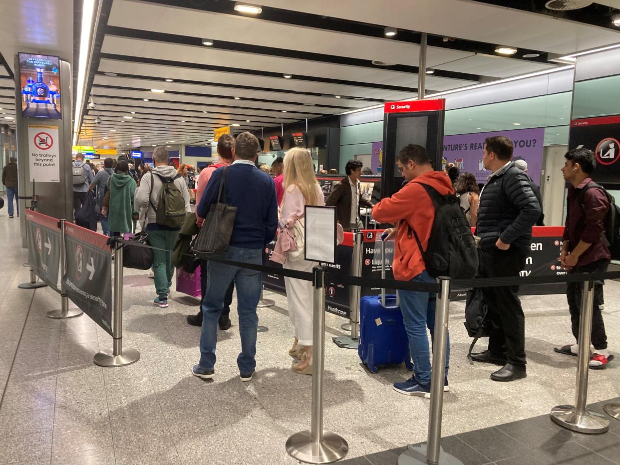 Passengers queue for flights at Heathrow Airport. Would-be travellers have labelled queues at Heathrow 