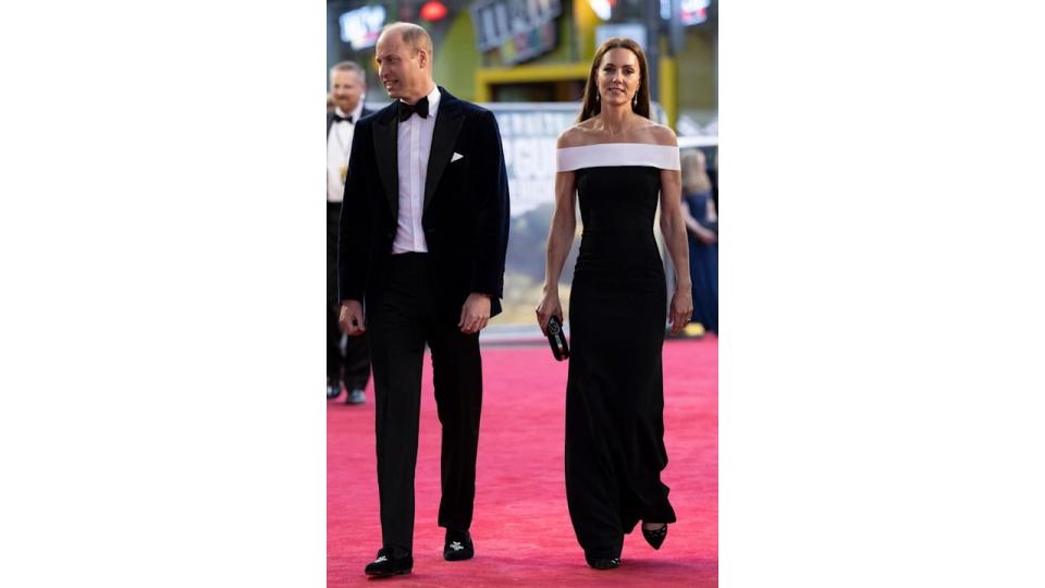 Prince William, Duke of Cambridg and Catherine, Duchess of Cambridge (R) arrive for the UK premiere of the film "Top Gun: Maverick" in London, on May 19, 2022