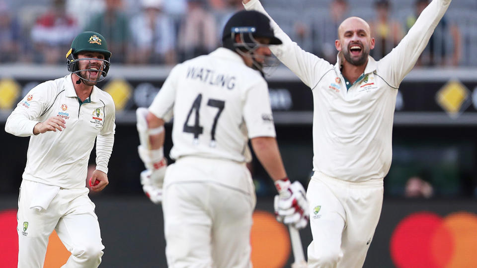 Nathan Lyon, pictured here in action against New Zealand in Perth.