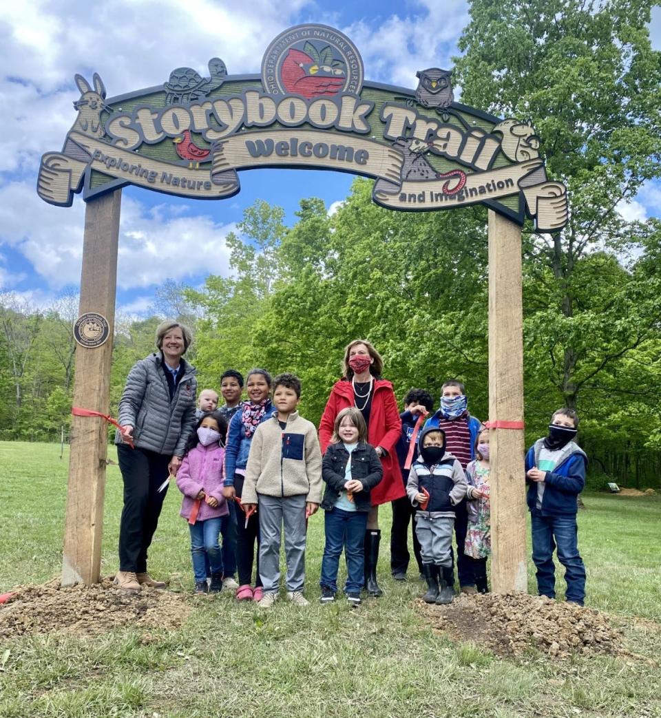 Ohio First Lady Fran DeWine and Ohio Department of Natural Resources Director Mary Mertz unveiled the Storybook Trail at Great Seal State Park in 2021.  The program was launched to promote the importance of literacy, a healthy lifestyle and connecting with nature.