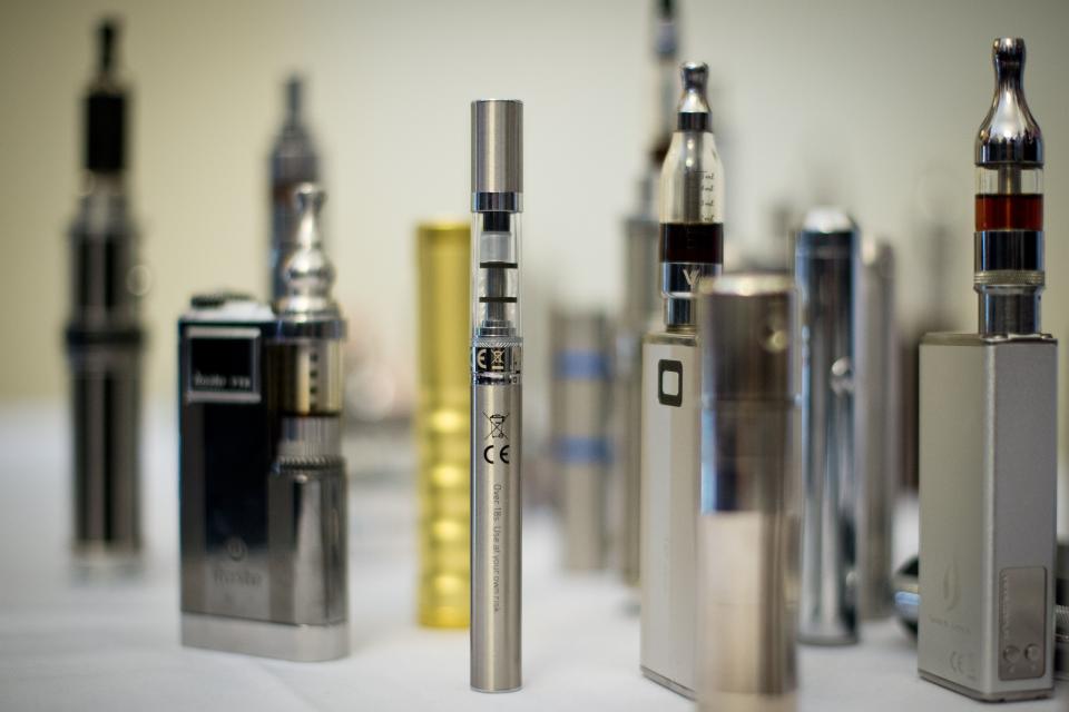 A selection of "Nicotine Containing Products" displayed during "The E-Cigarette Summit" at the Royal Academy in central London on 12 November, 2013. (AFP via Getty Images file photo)