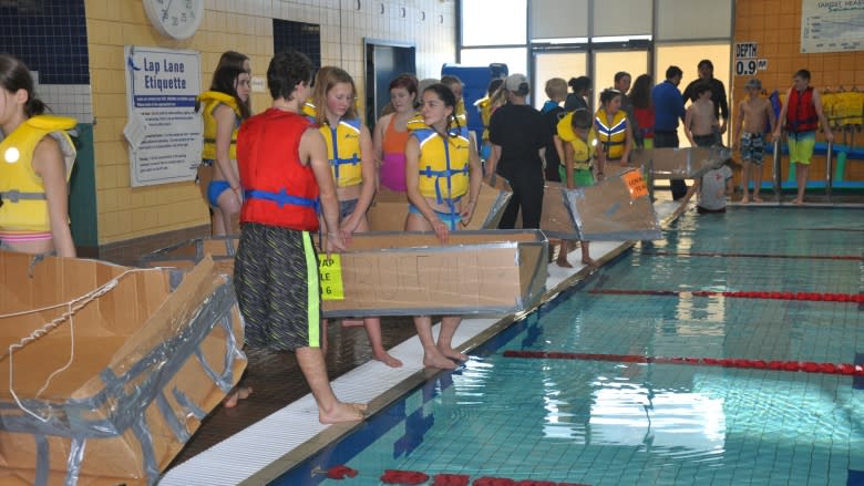 Better bring a towel: Shuswap students race in cardboard boats