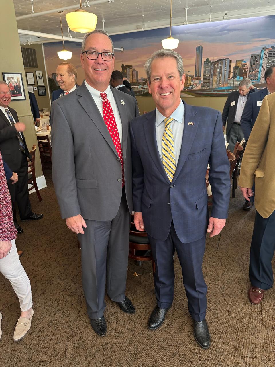 From left: Bryan County Chairman Carter Infinger and Georgia Gov. Brian Kemp are photographed.