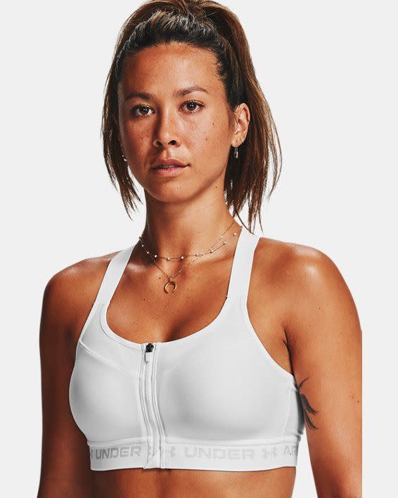 7) Women’s Armour High Crossback Zip Sports Bra