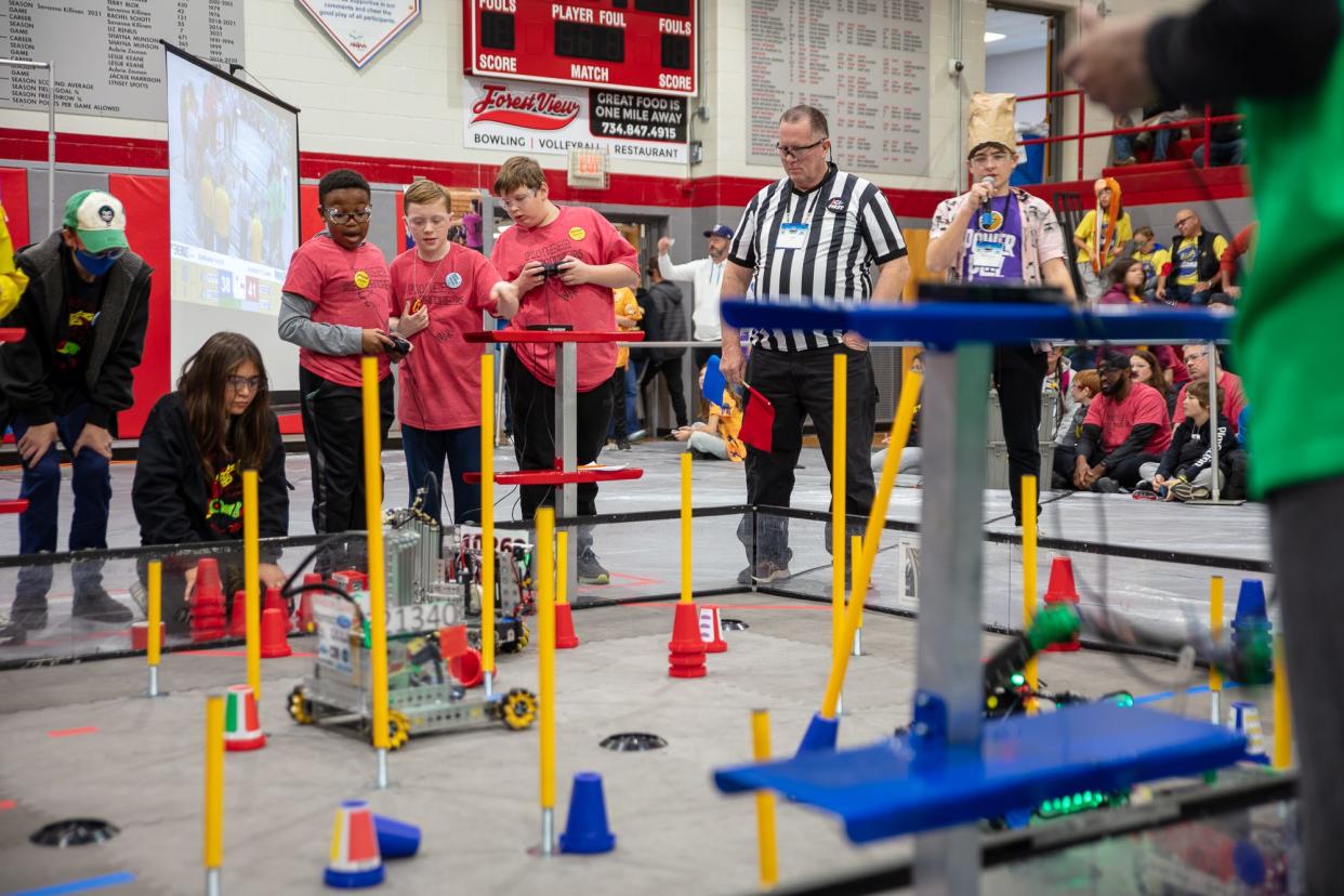 Middle school students from across Michigan recently competed in a robotics event held at Bedford High School.