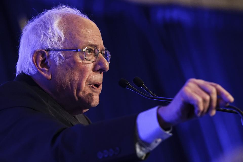 Democratic presidential candidate Bernie Sanders speaks in Charleston, South Carolina, on Feb. 24, 2020.