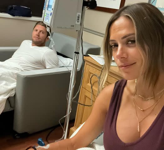 <p>Jana Kramer/Instagram</p> Jana Kramer poses with Allan Russell during 'Babymoon' hospital visit