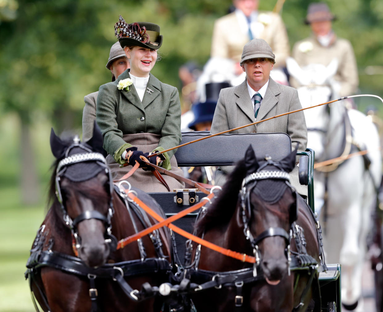 WINDSOR, UNITED KINGDOM - JULY 04: (EMBARGOED FOR PUBLICATION IN UK NEWSPAPERS UNTIL 24 HOURS AFTER CREATE DATE AND TIME) Lady Louise Windsor takes part in 'The Champagne Laurent-Perrier Meet of The British Driving Society' on day 4 of the Royal Windsor Horse Show in Home Park, Windsor Castle on July 4, 2021 in Windsor, England. (Photo by Max Mumby/Indigo/Getty Images)