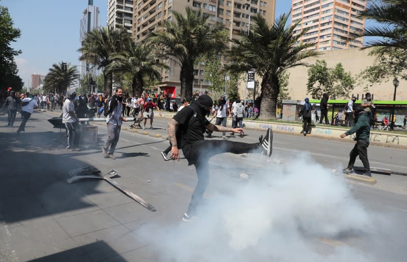 Protest against Chile's state economic model in Santiago