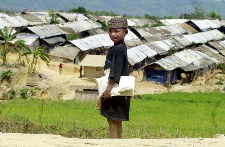 A Rohingya boy outside Kutupalong refugee camp near Cox's Bazar