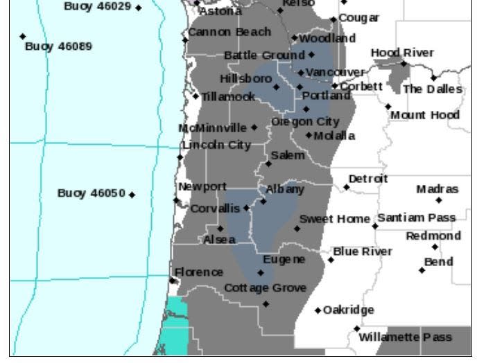 An air stagnation advisory was issued by the National Weather Service advisory Sunday for most of western Oregon.