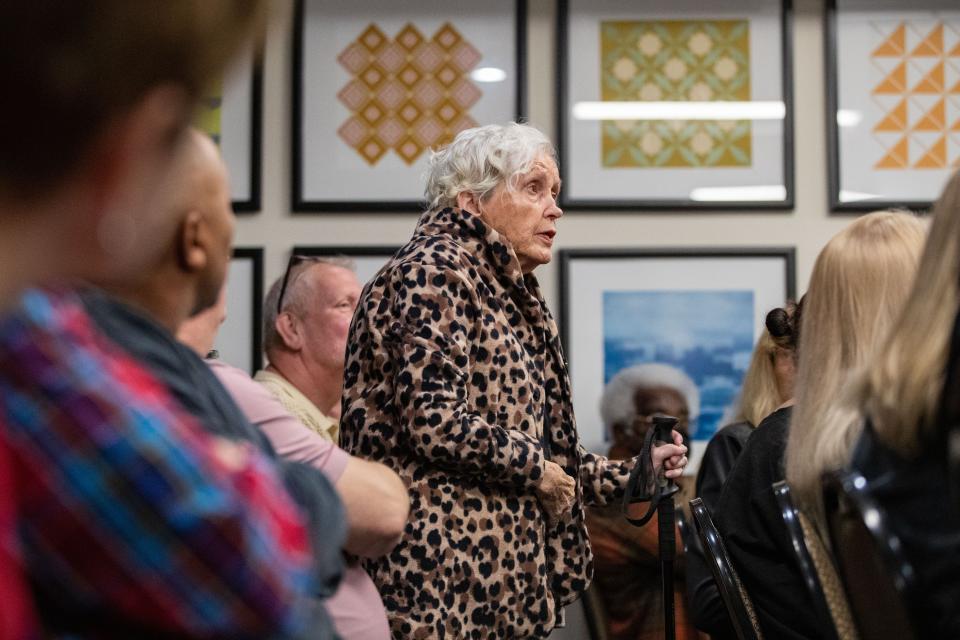 Concerned citizens of Decatur County and surrounding areas attend a meeting at a Holiday Inn in Bainbridge, Georgia to share their opposition to the monkey breeding facility set to be built in Bainbridge, Tuesday, Jan. 23, 2024.