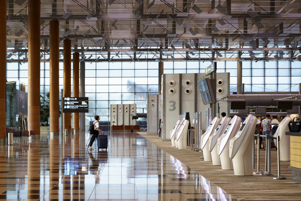 The departure hall of Changi Airport Terminal 3.