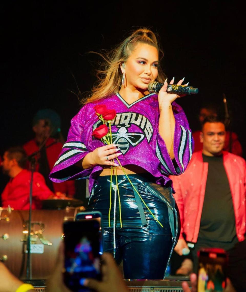 Chiquis Rivera performing.