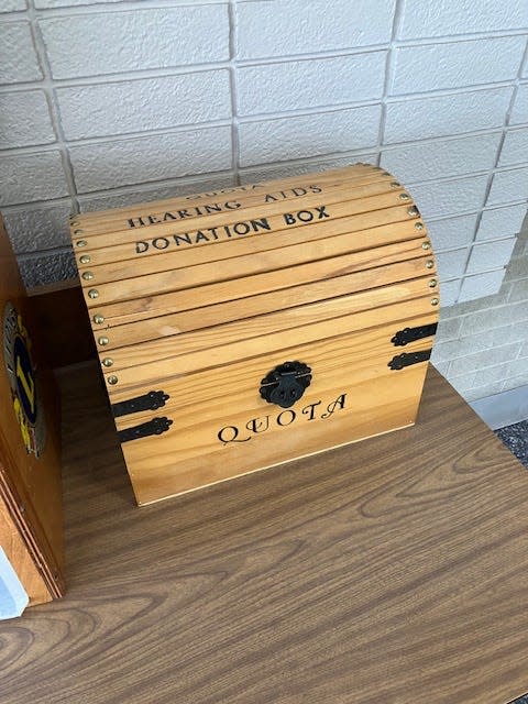Boxes like this are in a variety of locations in the City of Alliance to help Quota Club collect unused, working hearing aids that then go to area residents in need of assistance.