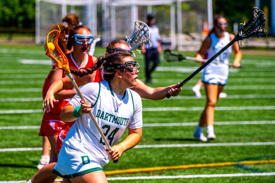 Dartmouth's Grace Haskell has her focus on the goal.