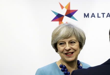 British Prime Minister Theresa May attends the European Union leaders summit in Valletta, Malta, February 3, 2017. REUTERS/Yves Herman