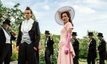 <p>Bruce Langley as Technical Boy and Gillian Anderson as Media in Starz’ <i>American Gods</i>.<br><br>(Photo: Starz) </p>