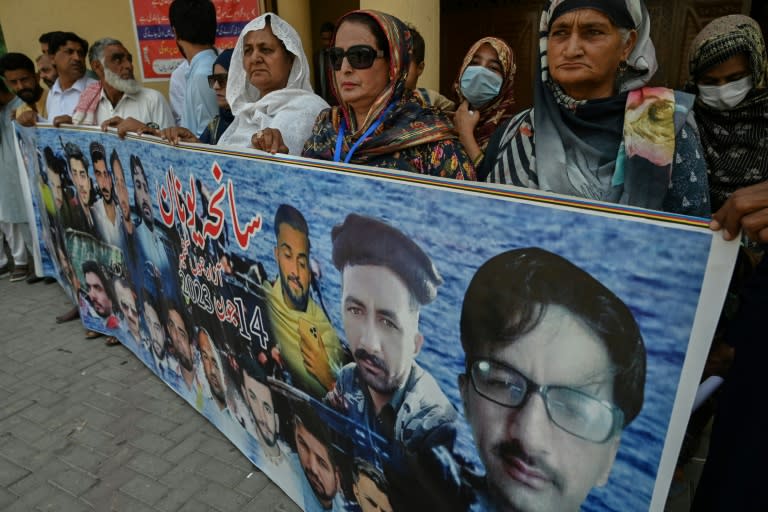 Families gather in Lalamusa town, Pakistan to mark the anniversary of one of the Mediterranean's worst migrant shipwrecks which killed more than 600 people (FAROOQ NAEEM)