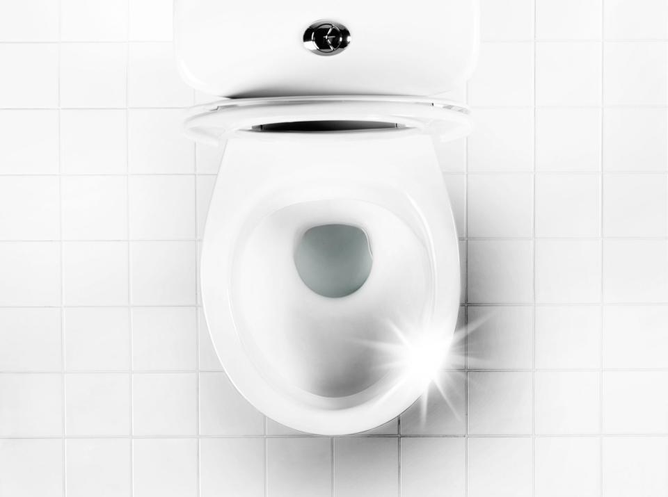 Sparkling Clean Toilet with Seat Lifted