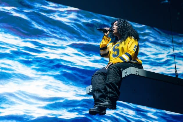 SZA performs at Capital One Arena in Washington, D.C. during her SOS Tour - Credit: Kyle Gustafson / For The Washington Post via Getty Images