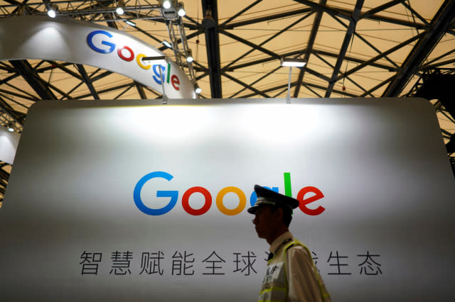 A Google sign is seen during the China Digital Entertainment Expo and Conference (ChinaJoy) in Shanghai, China August 3, 2018. REUTERS/Aly Song - RC18C287ECF0