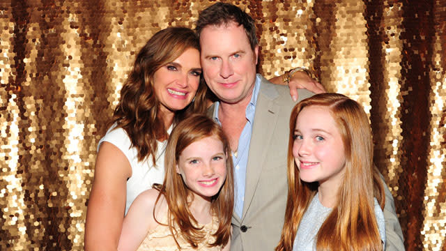 Brooke Shields and her husband of 14 years, Chris Henchy, celebrated her 50th birthday on Friday night with a lavish party in New York City, and ET has exclusive details. <strong>NEWS: Brooke Shields Reveals She Lost Her Virginity to Dean Cain </strong> Shields' daughters Rowan, 12, and Grier, 9, were in attendance early on with two of their best friends and other notable guests included author and security specialist Gavin de Becker, actor Andy Karl, actress Bridget Moynahan (who was in a boot and on crutches) and Today show co-anchor Willie Geist with his wife Christine. "It was amazing how she has touched so many lives from each stage in her life," an insider from the party told ET. "She has stayed in close touch with so many friends." Perhaps no one was more amazed than her husband, 51, who couldn't help but break down in tears while talking about his wonderful wife in the most emotional speech of the night. The adults started the evening with cocktails and ended with swing dancing. Even though everyone brought a gift, Shields didn't open them in front of anyone. <strong>NEWS: Happy Birthday, Cher! 9 Times the Diva Defied Age </strong> Family and friends dined on tacos, chicken and turkey meatballs, vegetables, hummus and --of course! -- tequila at the Refinery Rooftop all through the night until midnight. The event carried a sense of nostalgia with it as there were monitors set up that looped through a collection of photos from Shields' life, taking partygoers though her career and stages of motherhood.