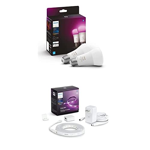 Philips Hue White and Color Ambiance A19 Bluetooth 75W Smart LED Bulbs  (2-pack)