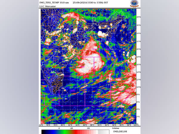 Visual representation of deep depression over Odisha and Andhra Pradesh. (Photo/IMD)