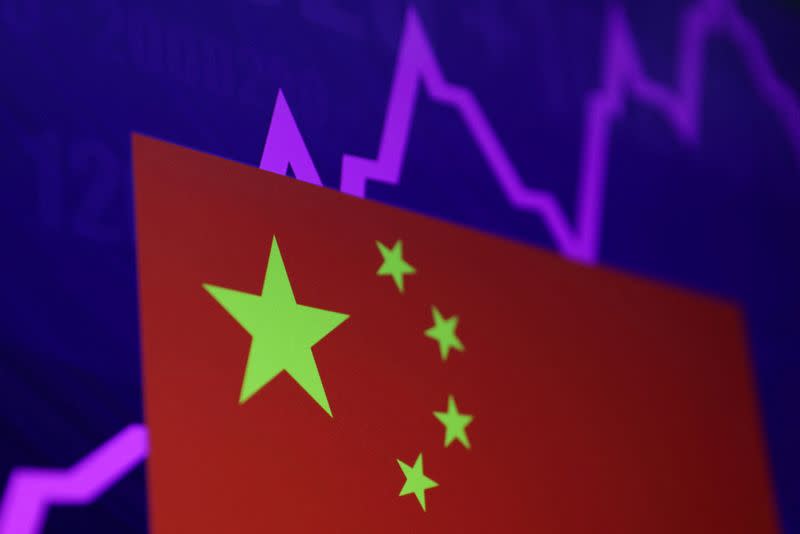 FILE PHOTO: Illustration picture shows Chinese flag and stock graph