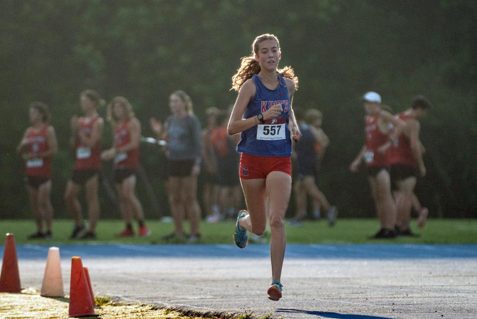 King's Academy's Avery Fronrath finishes first in the girl's cross-country run with a time of 19:17.40 at the King's Academy XC Invitational on Sept. 10.
