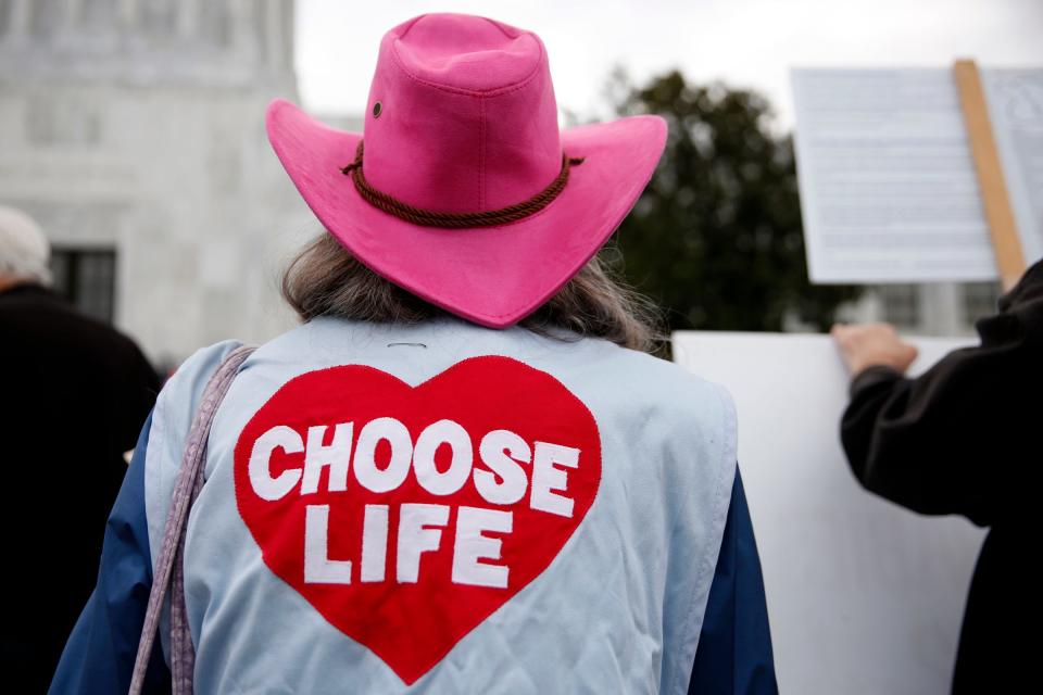 Teresa Danovich, of Eugene, attends the March for Life at the Oregon State Capitol in Salem on Jan. 25, 2020.