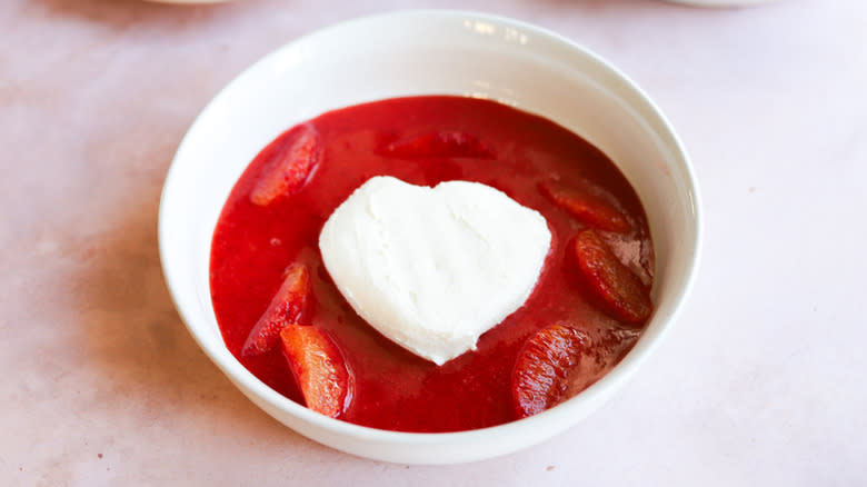 Two plates of soft cheese hearts