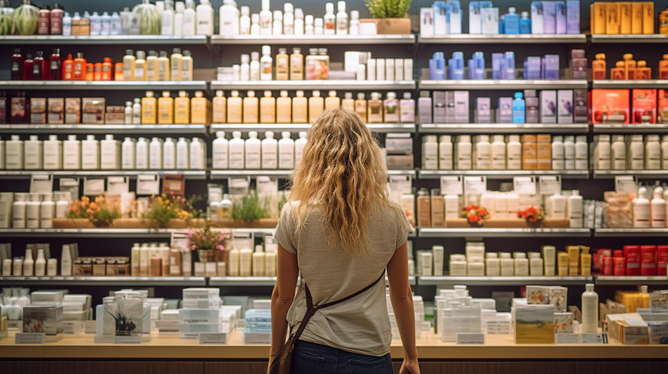 Customers purchasing lifestyle and beauty products in physical stores.