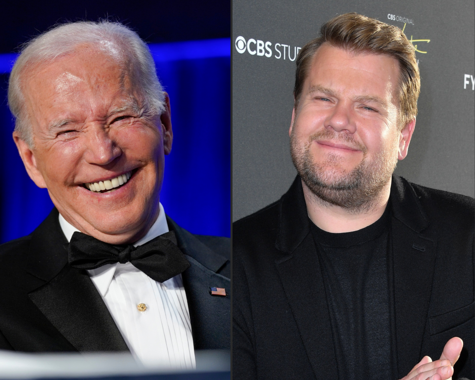 Joe Biden has fun with James Corden during "The Late Late Show" host's White House visit.