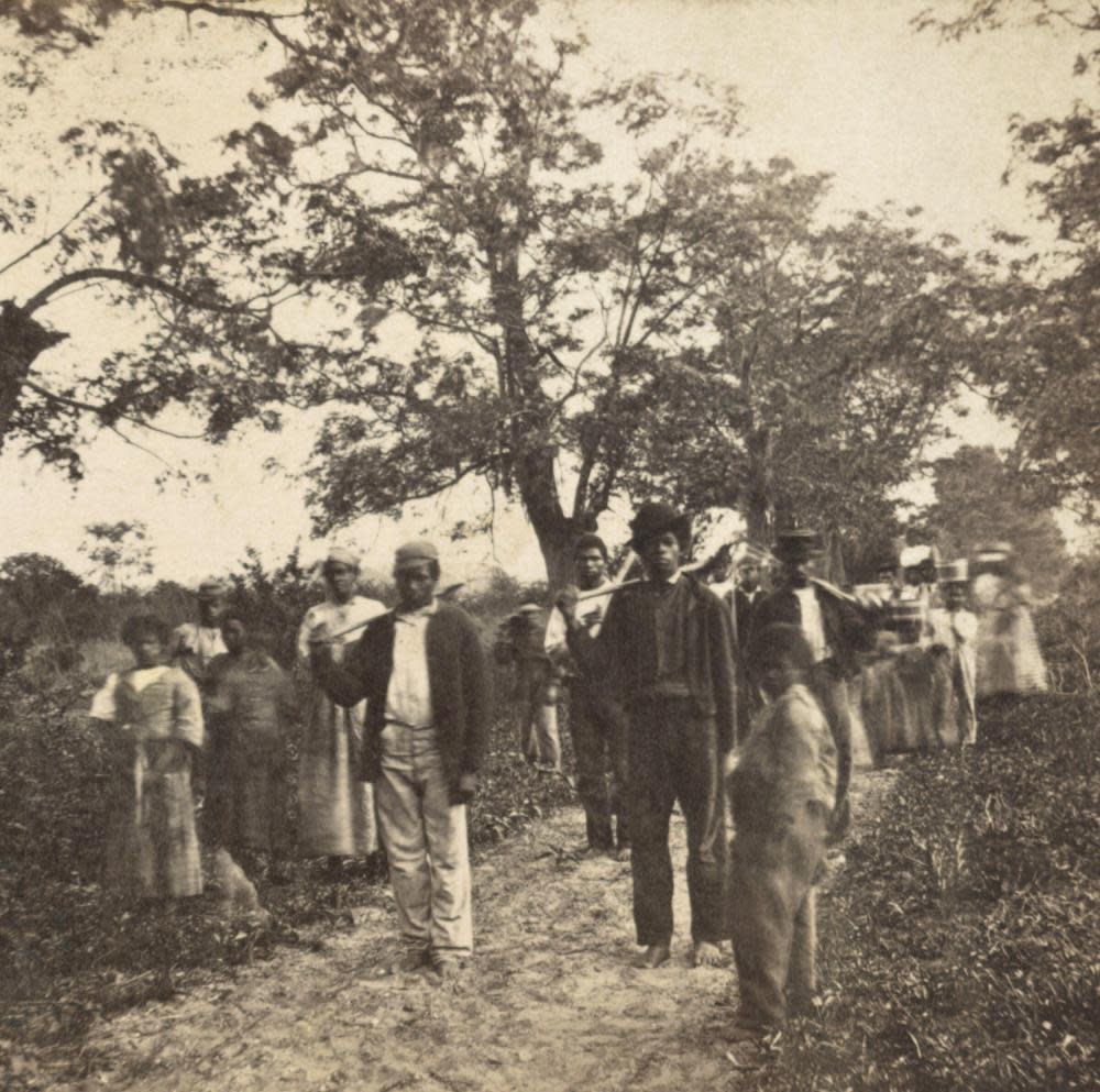 Previously enslaved African Americans on St Helena Island, circa 1863-66.