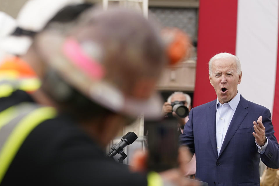 FILE - President Joe Biden speaks about infrastructure investments at the LA Metro, D Line (Purple, File) Extension Transit Project - Section 3, in Los Angeles, Thursday, Oct. 13, 2022. (AP Photo/Carolyn Kaster, File)