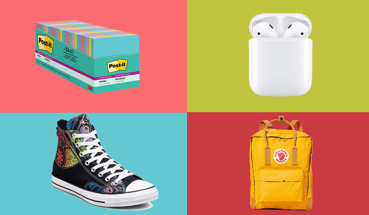 Post-its, AirPods, Fjallraven Kanken, All-Stars