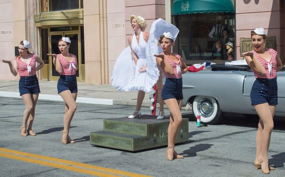 Marilyn Monroe look-alike and dancers at a Universal Studios Florida show.