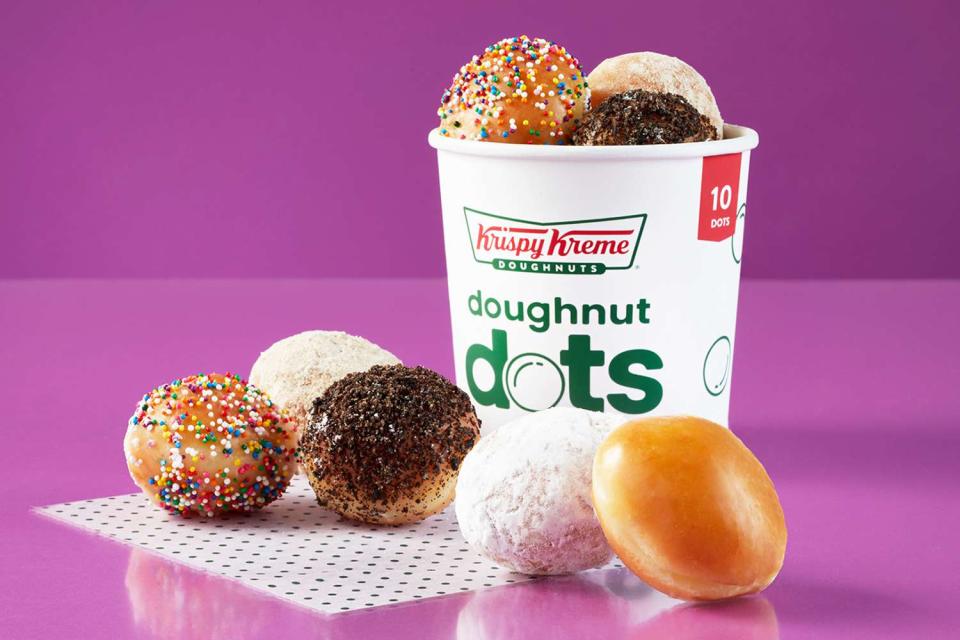 <p>Krispy Kreme</p> Krispy Kreme releases new assorted donut dots