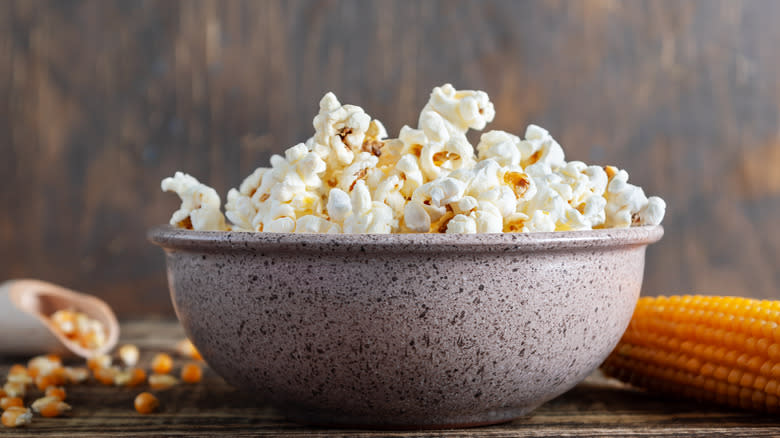 bowl of popcorn on table