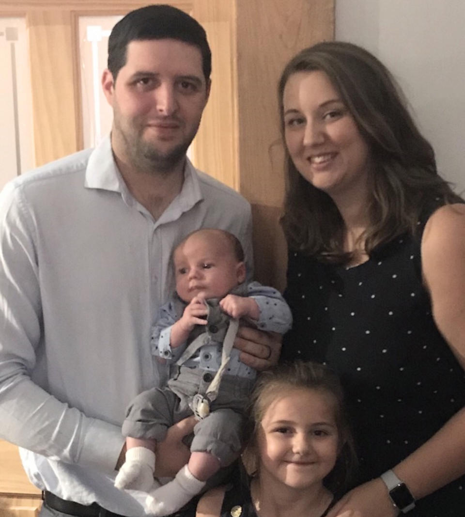 Ben and Alex Upton with their children, Ezra, 10 weeks old, and Charley, 6. Source: Kennedy News and Media