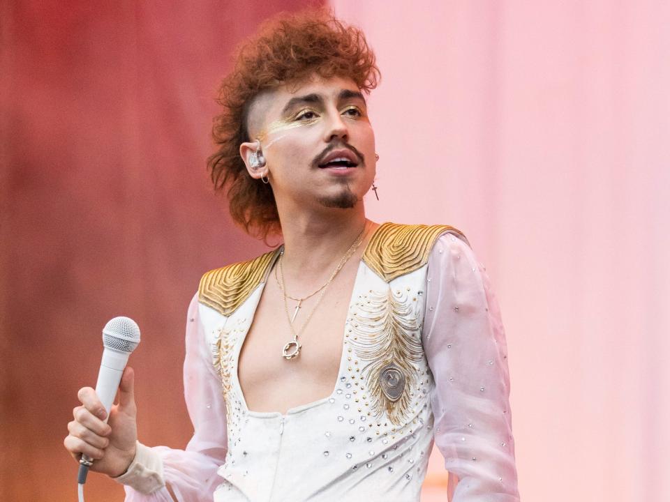 Josh Kiszka of Greta Van Fleet performs on Day 1 of the 10th Anniversary of Shaky Knees Festival at Central Park on May 05, 2023 in Atlanta, Georgia.